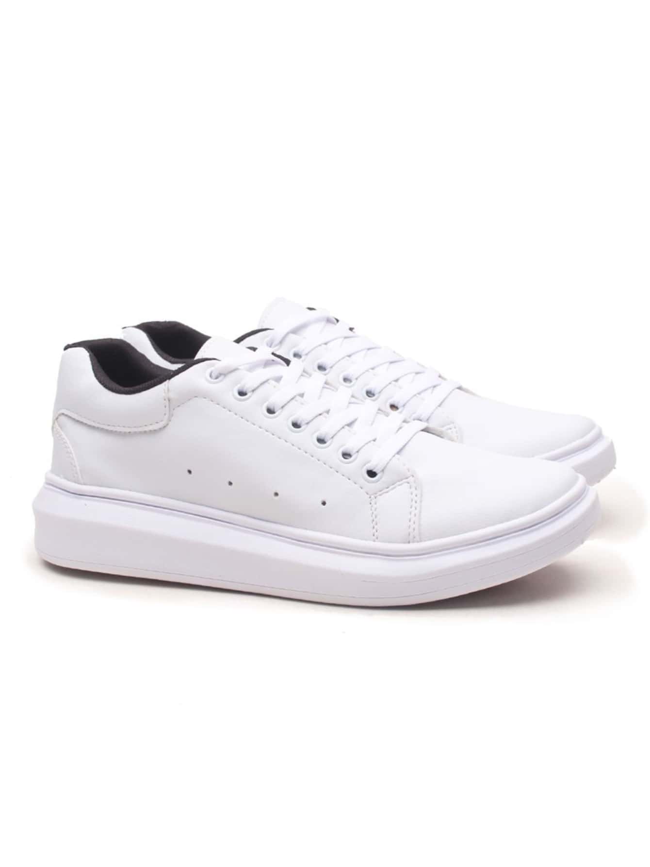 Tênis Branco Masculino Modelo Basic Loja Viego tenis branco tenis branco masculino tenis branco masculino casual tênis branco masculino barato Tênis Branco Masculino Modelo Basic tênis todo branco masculino