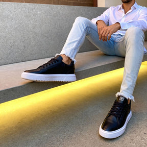 Tênis Preto Masculino Casual Sola Alta Sneaker Viego Loja Viego tenis masculino tenis masculino casual tenis preto tenis preto masculino Tênis Tênis Branco Masculino Tênis Preto Masculino Casual Sola Alta Sneaker Viego