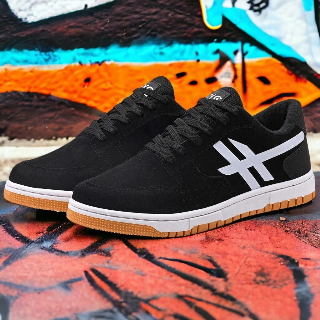Tênis Masculino Casual Nyc Skatista Viego Preto Branco Loja Viego tenis masculino tenis masculino casual Tênis tênis confortável masculino Tênis Masculino Casual Nyc Skatista Viego tênis masculino dia a dia tênis masculino estiloso