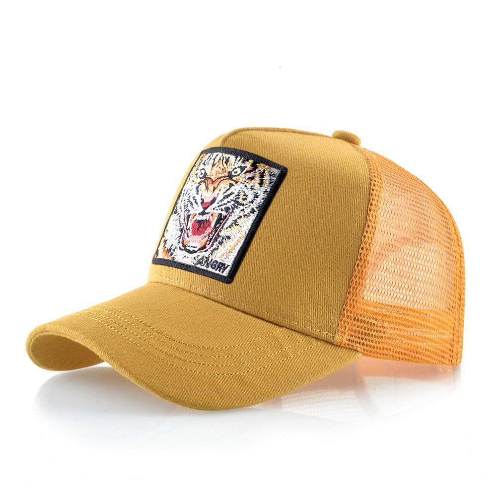 Boné Trucker Tiger Amarelo Amarelo Loja Viego bone bone aba curva bone amarelo bone masculino original boné masculino boné masculino promoção Boné Trucker Tiger Amarelo