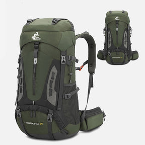 Mochila de Acampamento Outdoor 60 Litros Verde Militar loja viego camping mochila de acampamento Mochila de Acampamento Outdoor 60 Litros mochila para acampamento mochila para camping