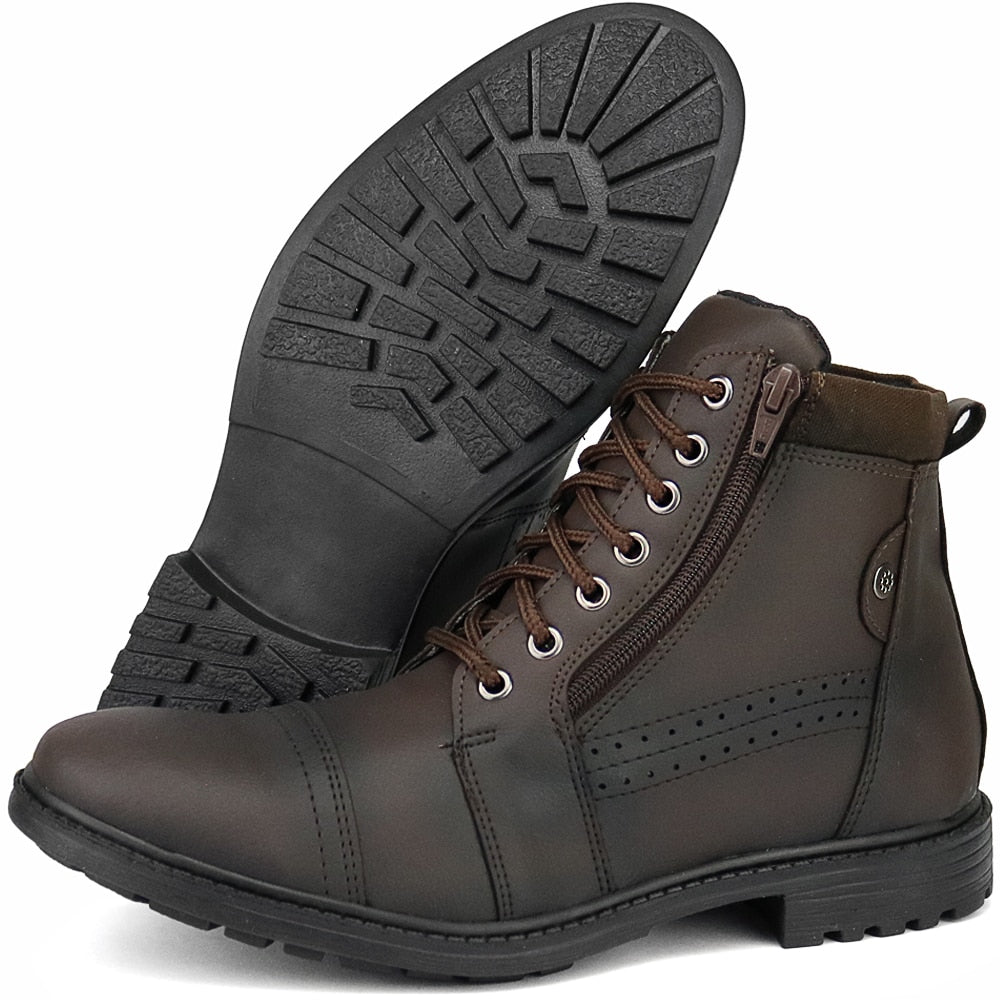 Bota Masculina Casual Cano Médio Café Loja Viego bota cano medio Bota Coturno Casual Cano Médio Preto bota masculina Bota Masculina Casual Cano Médio Café bota masculina couro bota masculina trabalho