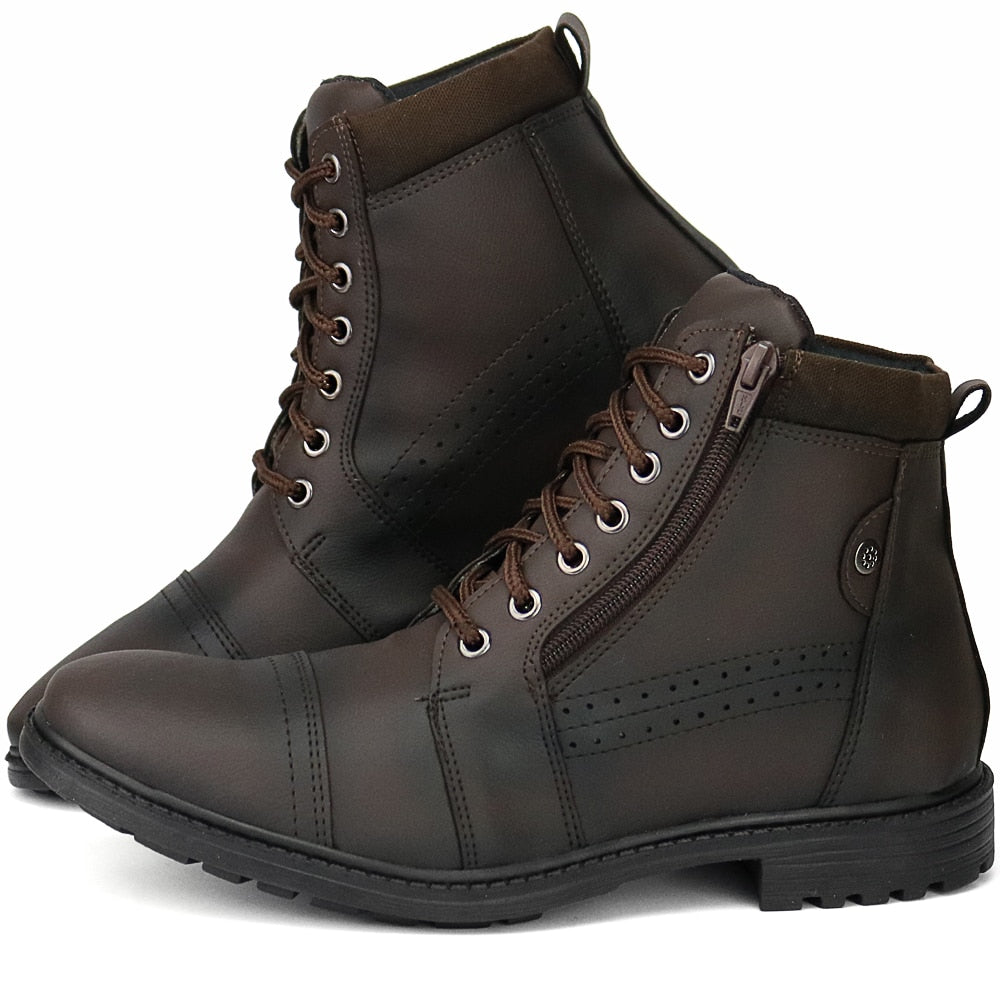 Bota Masculina Casual Cano Médio Café Loja Viego bota cano medio Bota Coturno Casual Cano Médio Preto bota masculina Bota Masculina Casual Cano Médio Café bota masculina couro bota masculina trabalho